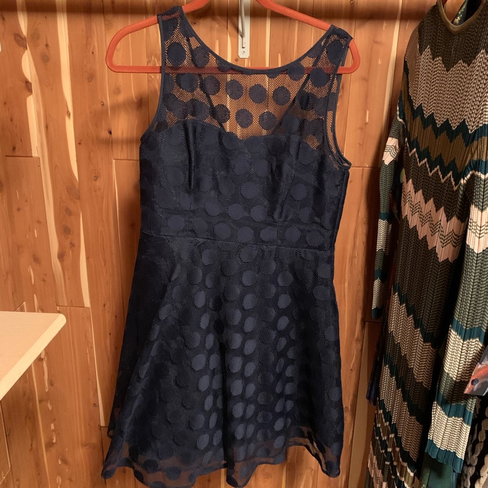 Betsey Johnson Navy polka dot dress